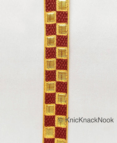 Brown and Gold Jacquard Weaving Trim, Trim By 2 Yards, Craft Decorative Ribbon